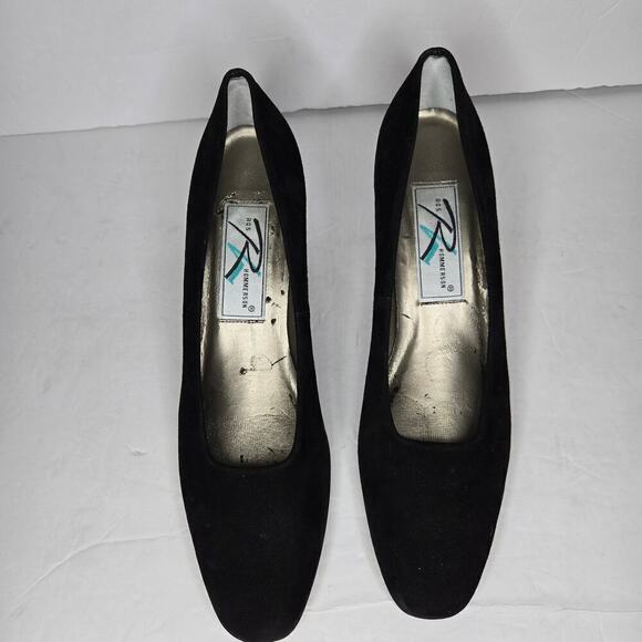 Ros Hommerson Women's Black Suede Square-Toe Heels - Size 9.5N - Picture 3 of 12